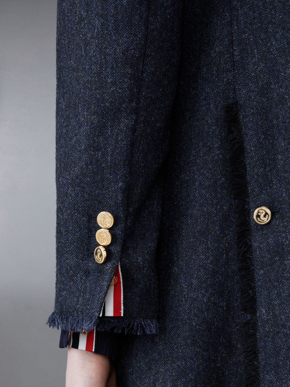 Thom Browne Donegal Tweed Wide Lapel Mäntel Damen Blau | ZIZ37O80867