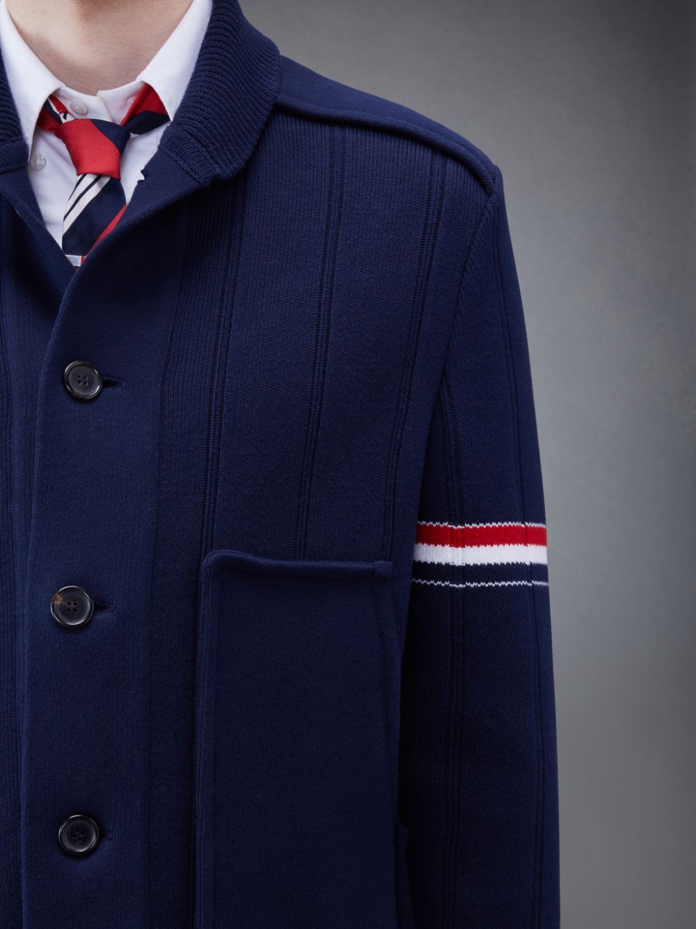 Thom Browne Double Face Cotton Cashmere Shawl Collar Jacken Herren Blau | UVV89D53678