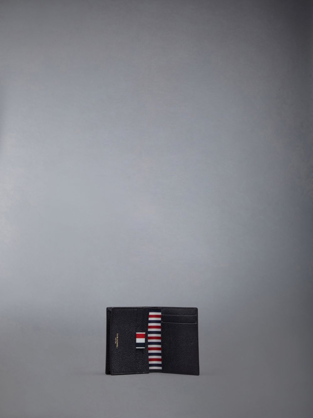 Thom Browne Double W/ Open Pocket in Pebble Grain Leather Kartenhülle Herren Schwarz | XHO06F32730