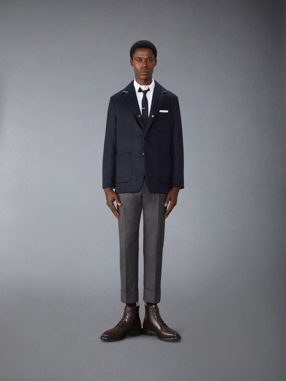 Thom Browne Down Filled Cashmere Elongated Sack Mäntel Herren Blau | COS12M90707