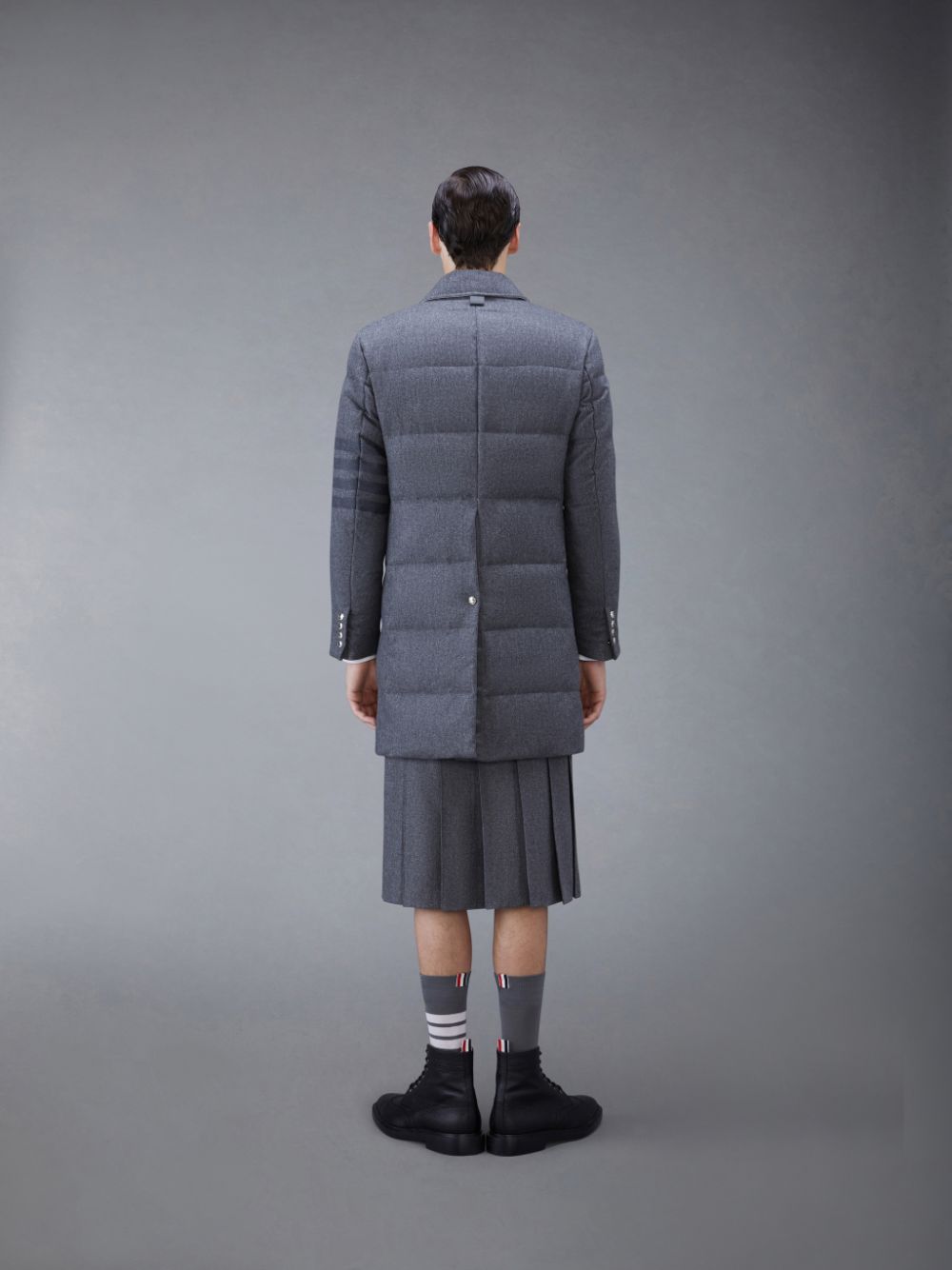 Thom Browne Downfilled Flannel 4-Bar Bal Collar Mäntel Herren Grau | PVH39U64200