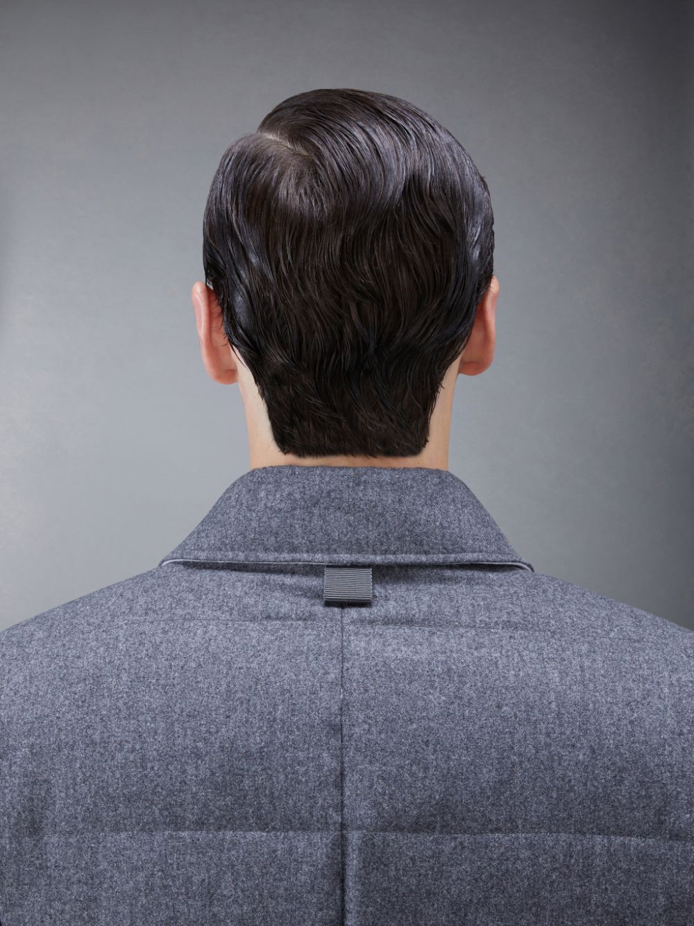 Thom Browne Downfilled Flannel 4-Bar Bal Collar Mäntel Herren Grau | PVH39U64200