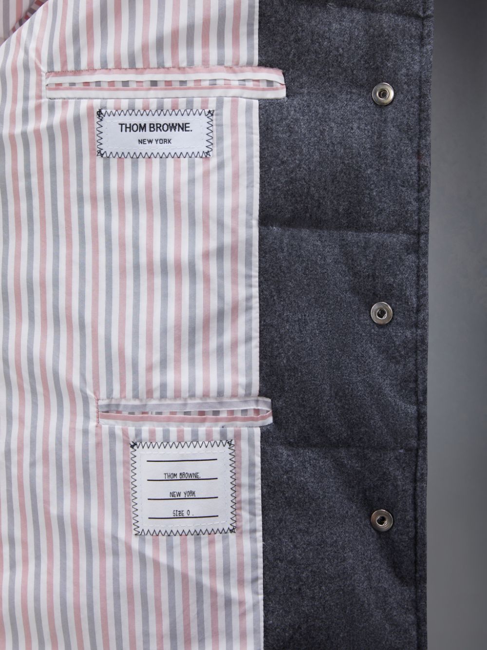 Thom Browne Downfilled Flannel 4-Bar Bal Collar Mäntel Herren Grau | PVH39U64200