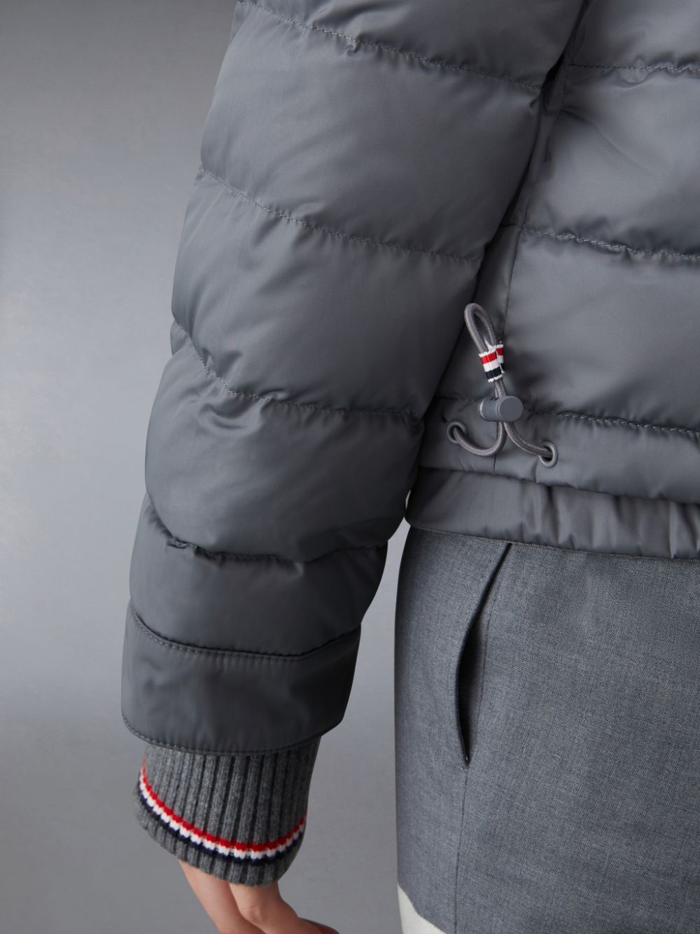 Thom Browne Downfilled Twill 4-Bar Ski Jacken Damen Grau | HBM42J77469
