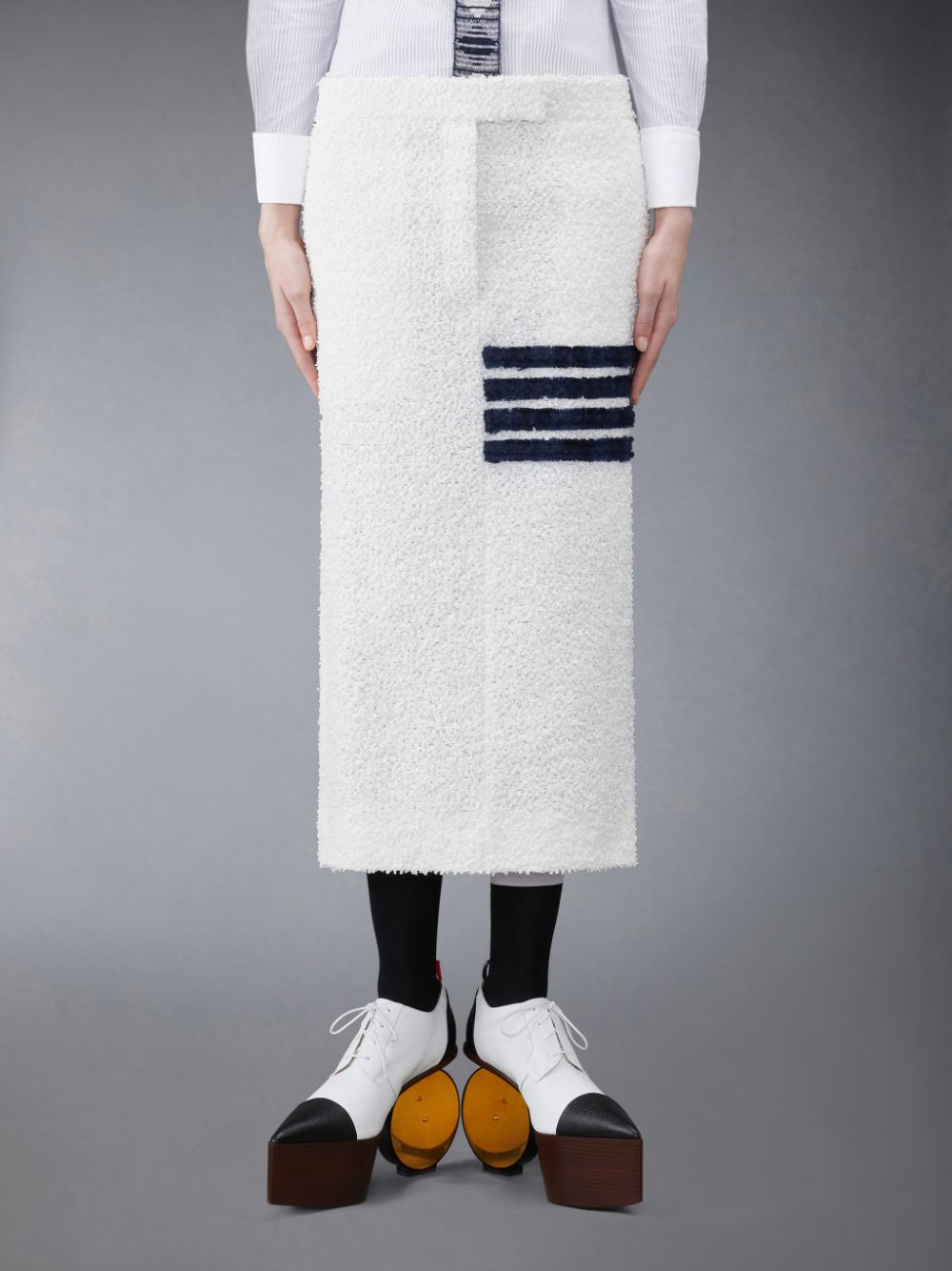Thom Browne EYELASH TWEED LOW WAIST 4-BAR Röcke Damen Weiß | PRG99I47509