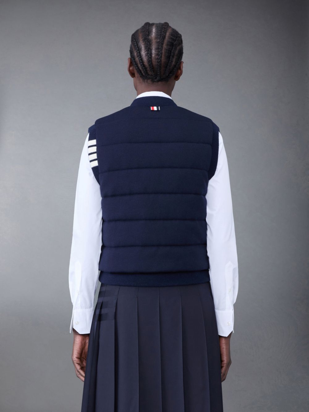 Thom Browne FINE MERINO AND JERSEY PADDED REVERSIBLE 4-BAR Weste Damen Blau | GEL01H47364