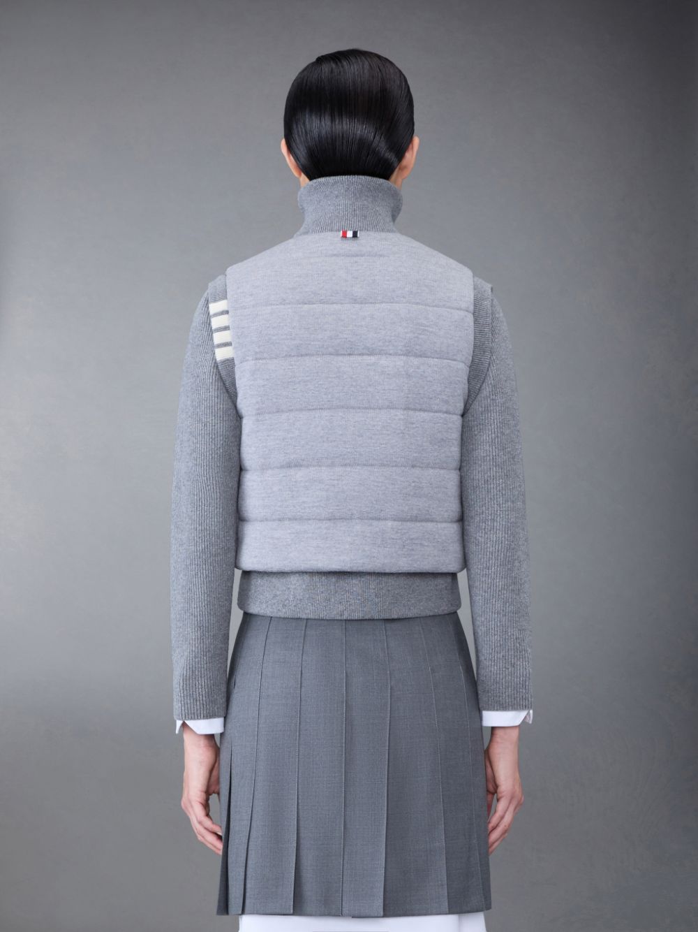Thom Browne FINE MERINO AND JERSEY PADDED REVERSIBLE 4-BAR FUNNEL NECK Jacken Damen Grau | TNR22D48880