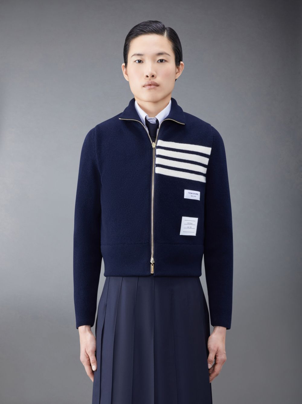 Thom Browne FINE MERINO AND JERSEY PADDED REVERSIBLE 4-BAR Weste Damen Blau | EJS95Q17399