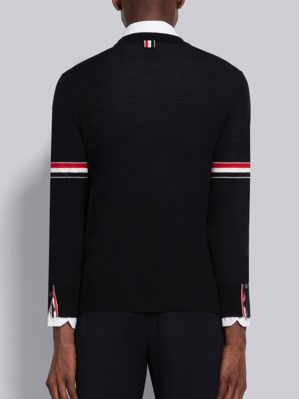 Thom Browne Fine Merino Stripe Relaxed Crew Neck Strickjacke Herren Blau | RYB41V90901