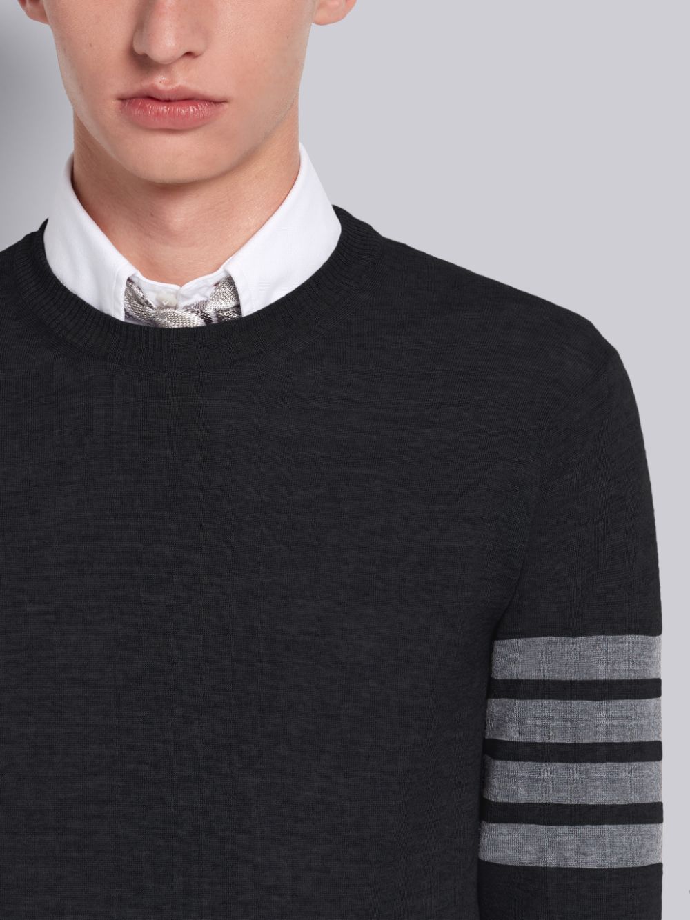 Thom Browne Fine Merino Wool 4-Bar Classic Crewneck Pullover Herren Schwarz | IHR55J54868