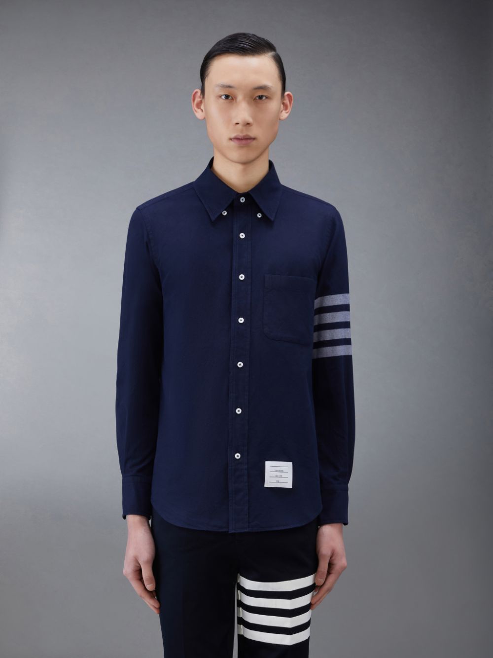 Thom Browne Flannel 4-Bar Hemd Herren Blau | KII76A11827