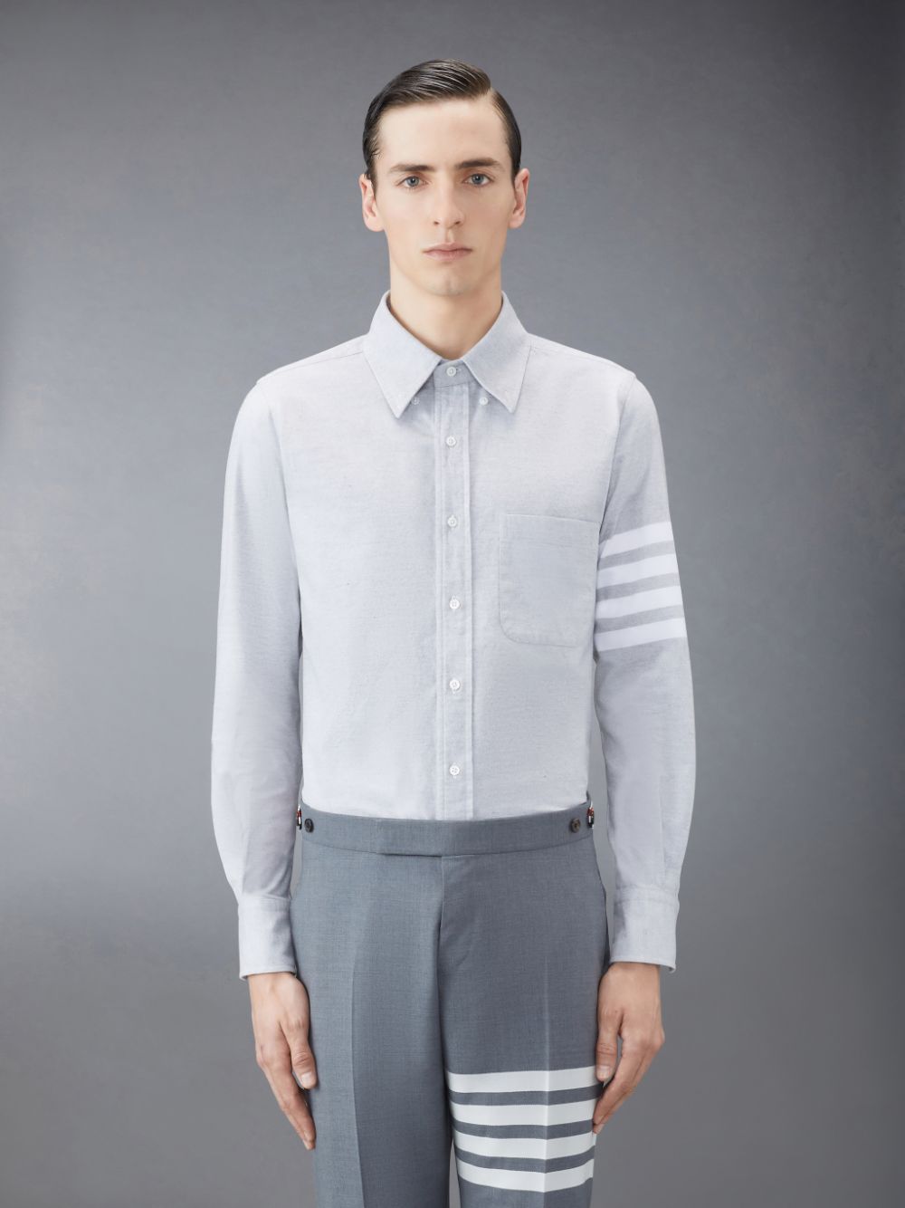 Thom Browne Flannel 4-Bar Hemd Herren Grau | GBM16H22986