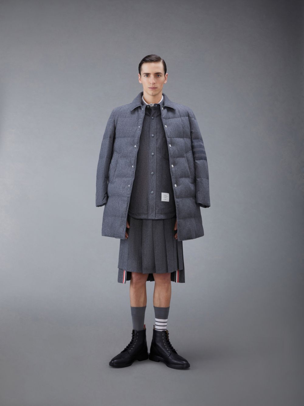 Thom Browne Flannel 4-Bar Shirt Jacken Herren Grau | RSK88G19552