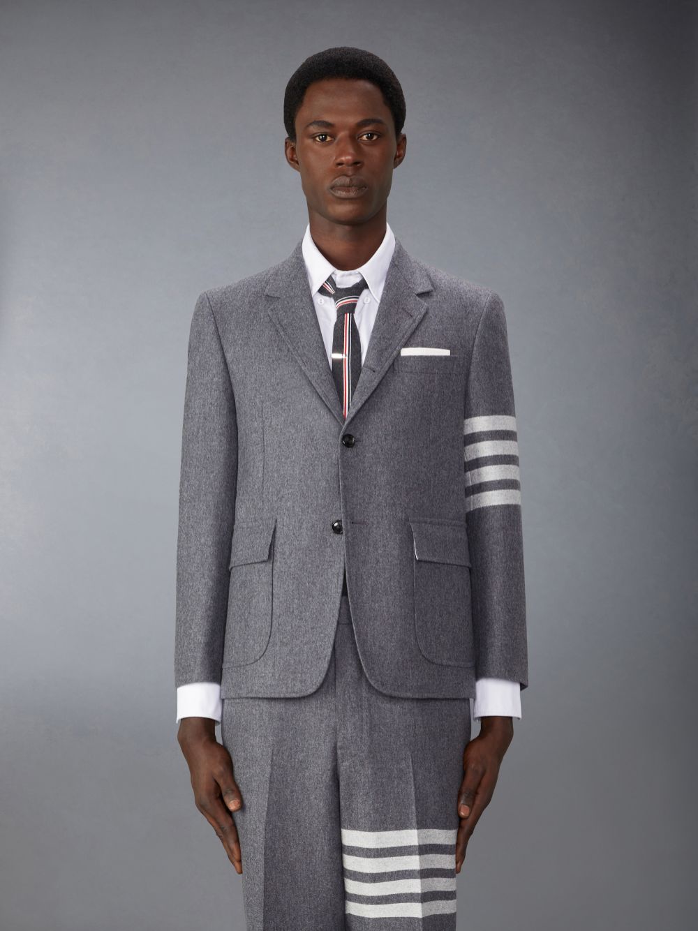 Thom Browne Flannel 4-Bar Unstructured Straight Fit Sport Mäntel Herren Grau | AZF91C63697