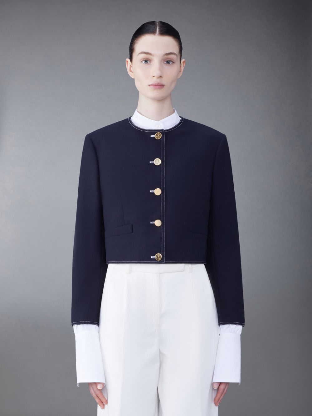 Thom Browne Fresco Box Pleat Cardigan Jacken Damen Blau | LXS76K06056