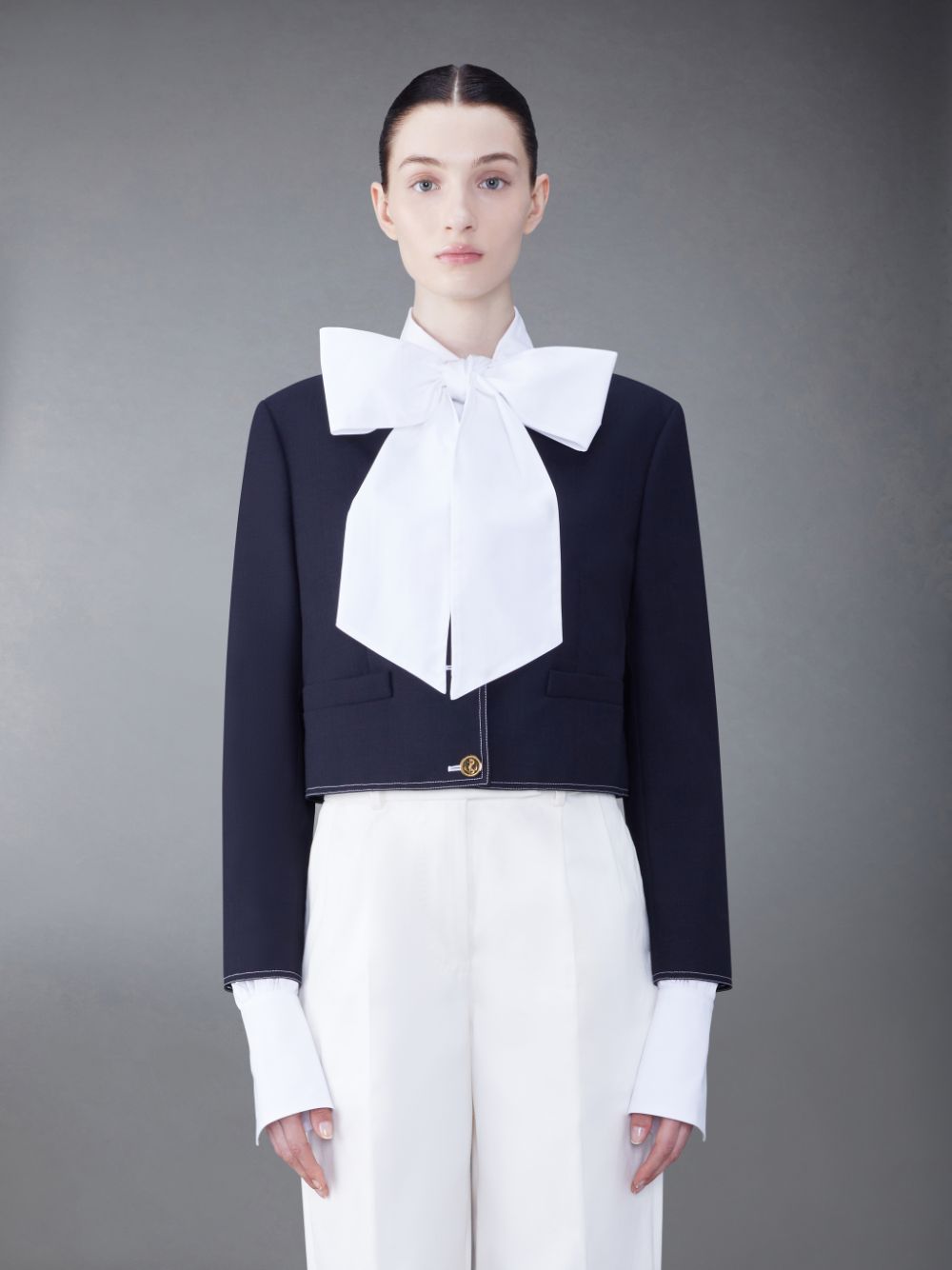 Thom Browne Fresco Box Pleat Cardigan Jacken Damen Blau | LXS76K06056