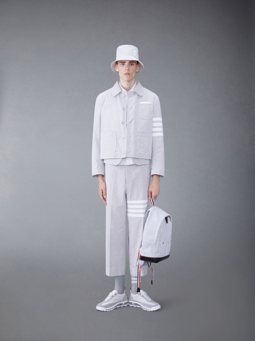 Thom Browne Funmix 4-Bar Seersucker Low Rise Hose Herren Grau | XKQ56T58970