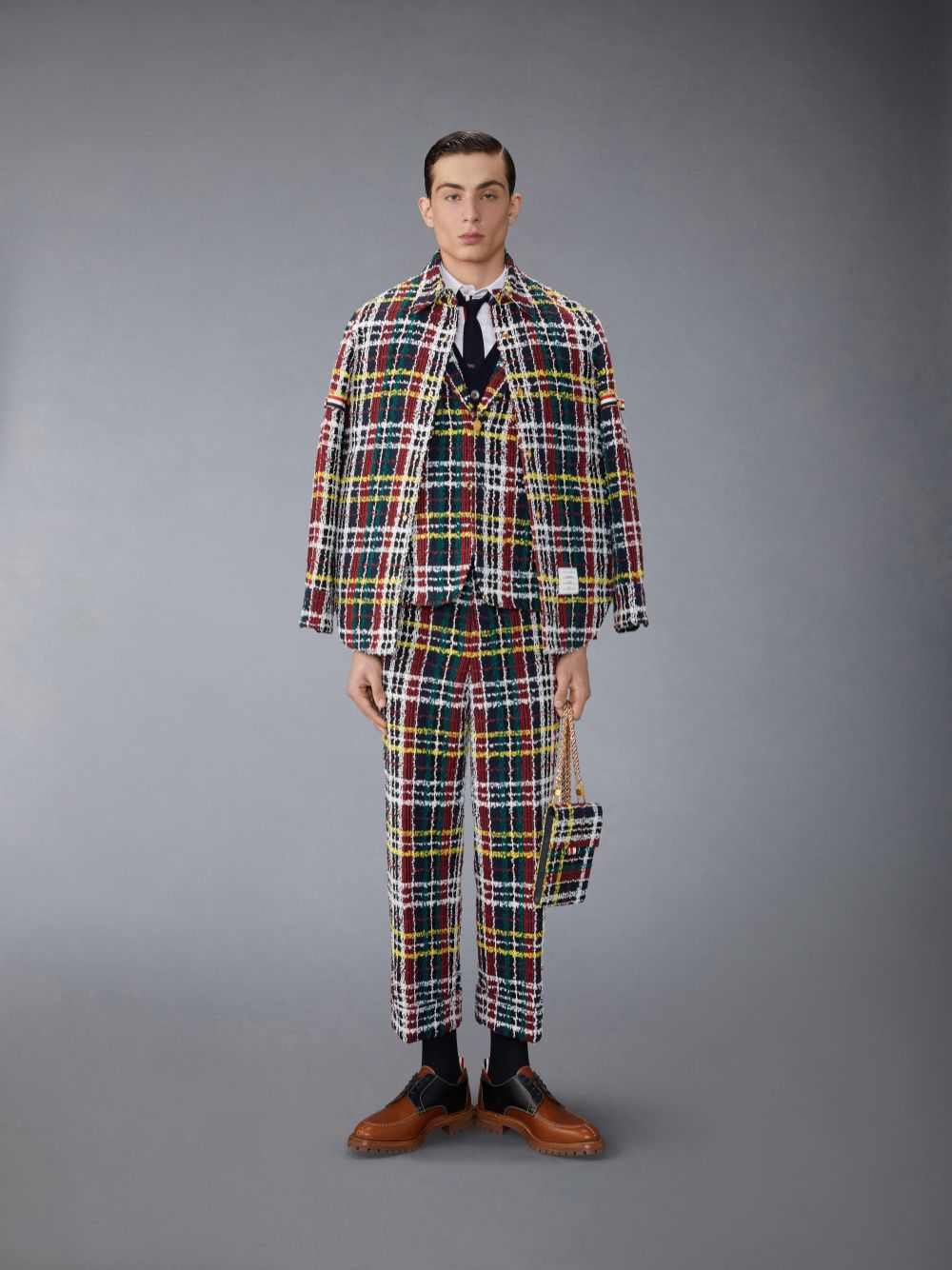 Thom Browne Funmix Merino Wool Herringbone Float Jacquard 4-Bar Classic Crew Neck Pullover Herren Rot | RZS71J39192