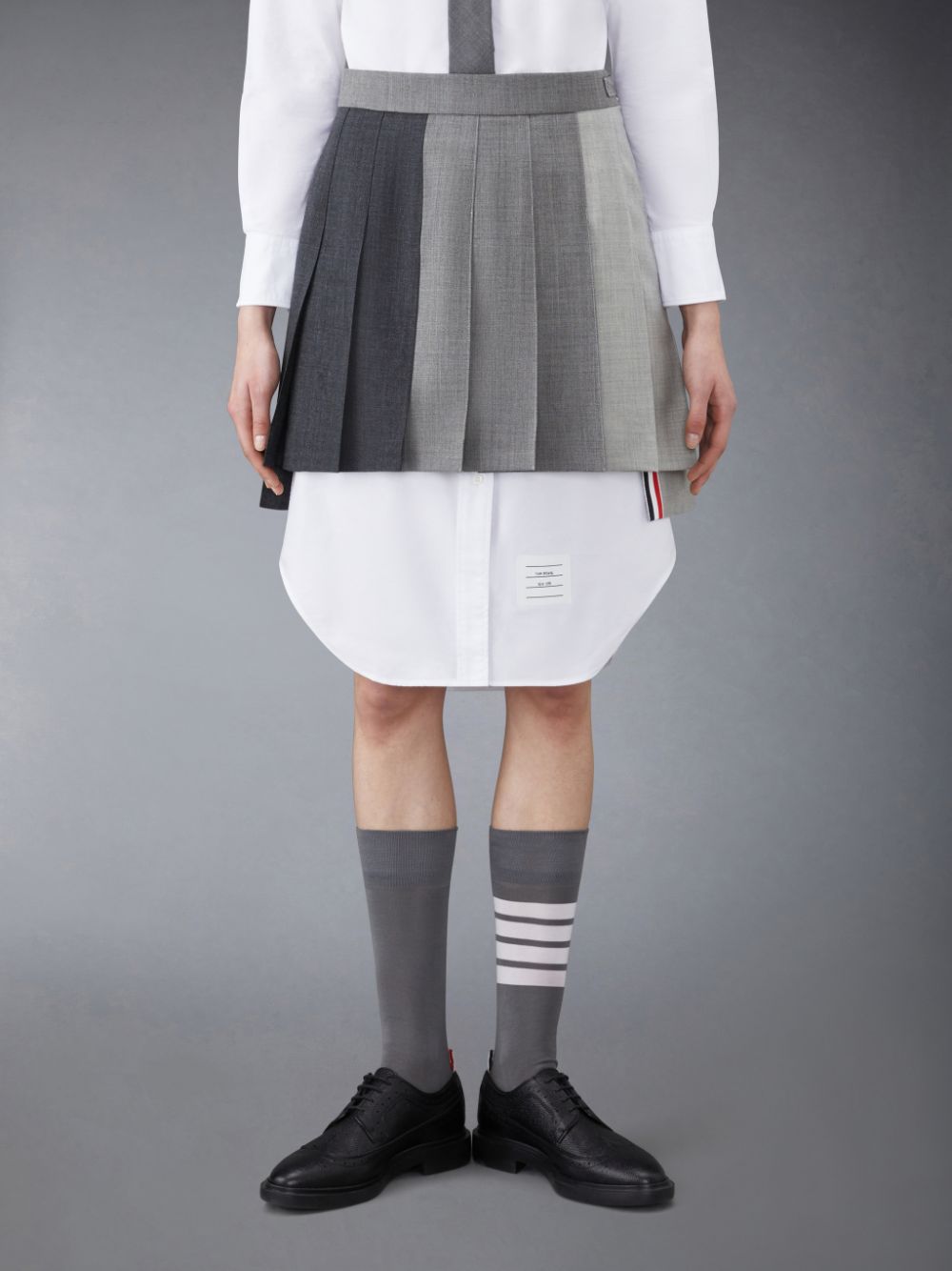 Thom Browne Funmix Wool Fresco Pleated Mini Röcke Damen Grau | LLM77M75449