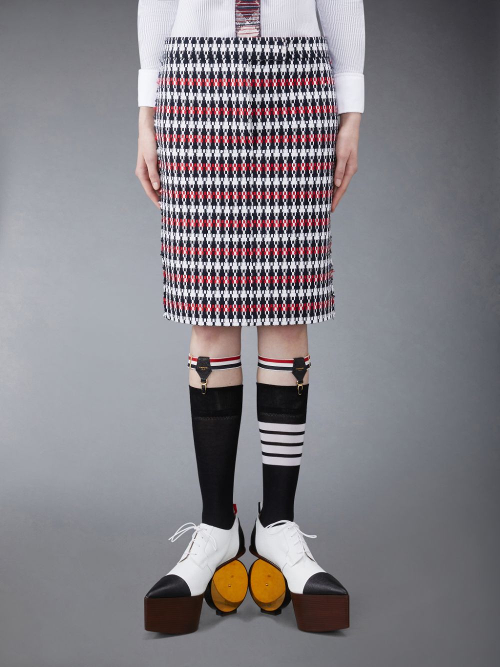 Thom Browne GROSGRAIN TWEED LOW WAIST Röcke Damen Rot | FQW25J28277