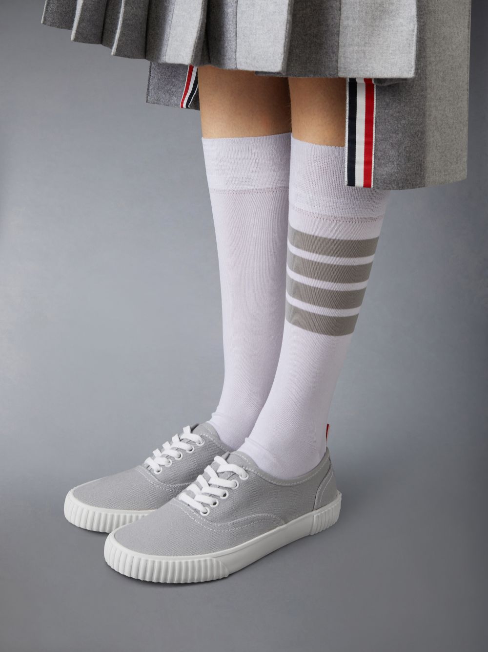 Thom Browne Grey Cotton Canvas Heritage Sneakers Damen Grau | LVI54D80224