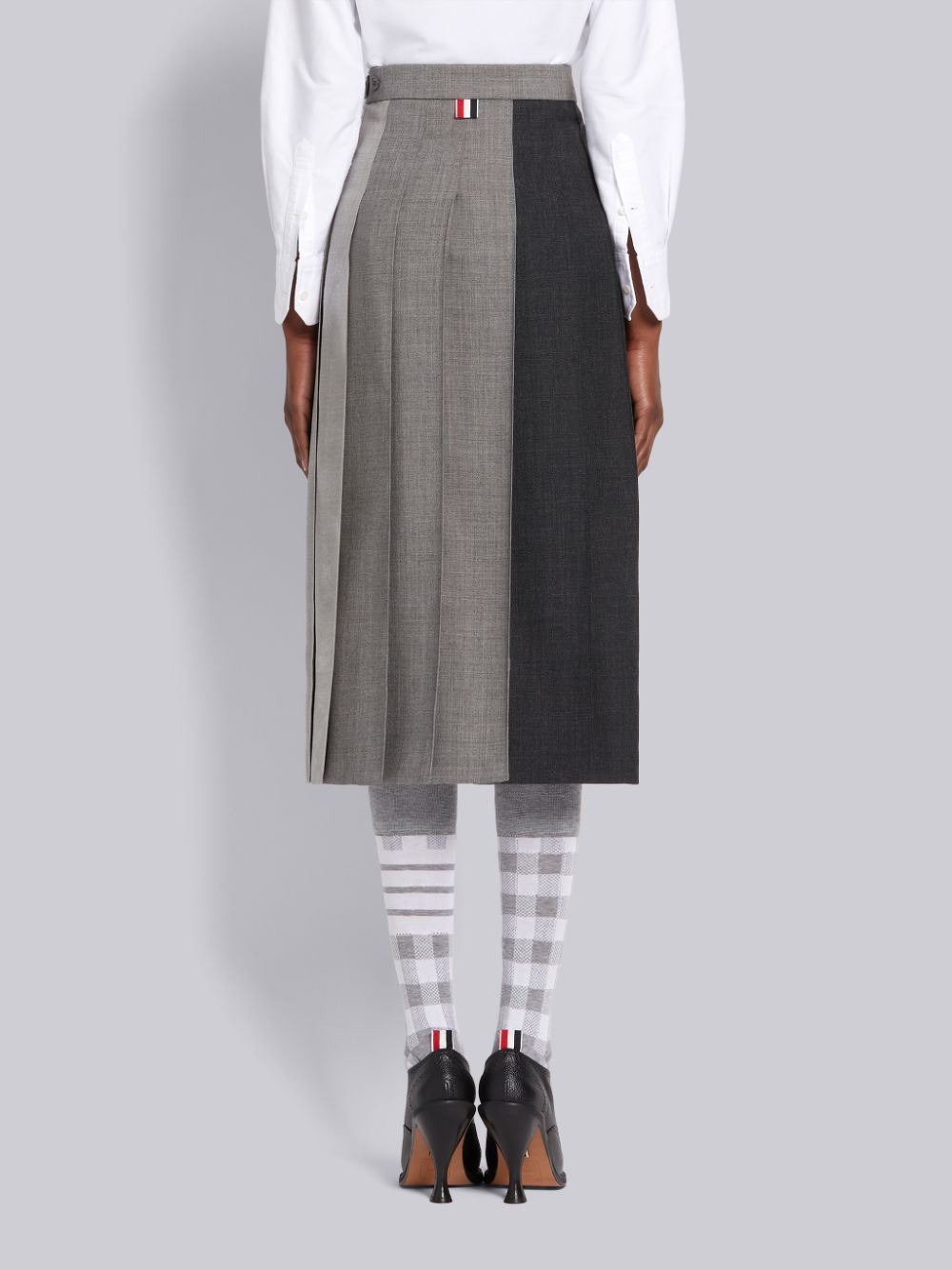 Thom Browne Grey Fun-Mix Wool 2 Ply Fresco Below Knee Classic Pleated Röcke Damen Grau | YQU08D82814