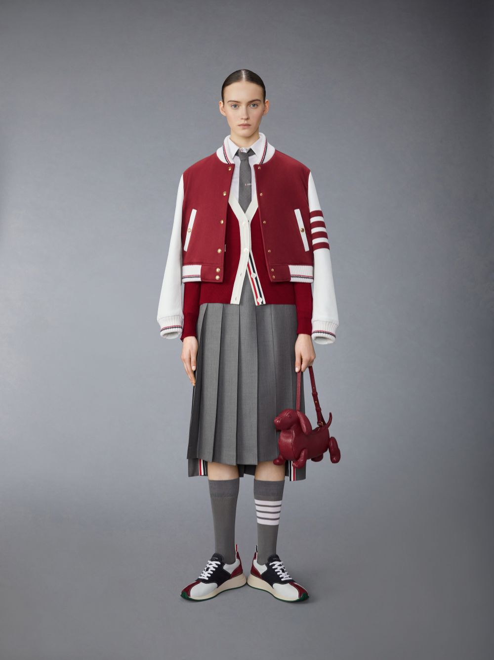 Thom Browne Jacket Weight Cashmere 4-Bar Cropped Varsity Jacken Damen Rot | PEP34U95910