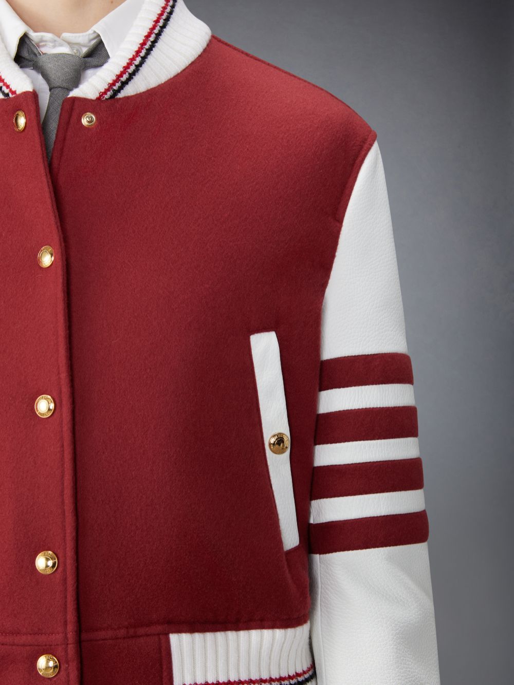 Thom Browne Jacket Weight Cashmere 4-Bar Cropped Varsity Jacken Damen Rot | PEP34U95910