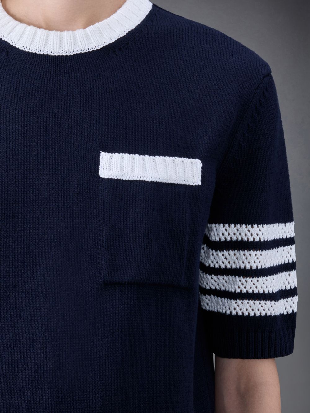 Thom Browne Jersey 4-Bar Pointelle T-shirts Damen Blau | QHG70B31837