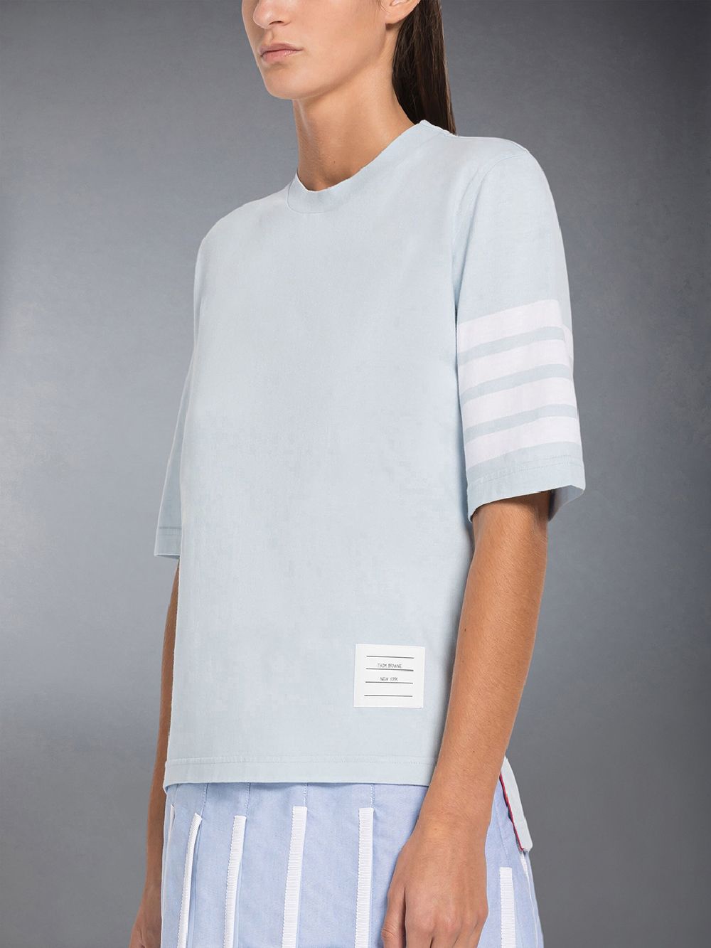 Thom Browne Jersey 4-Bar Short Sleeve T-shirts Damen Blau | ZBH29I88068