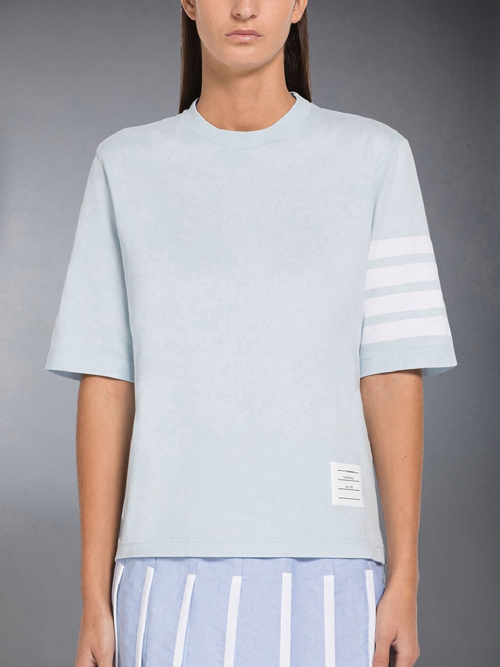 Thom Browne Jersey 4-Bar Short Sleeve T-shirts Damen Blau | ZBH29I88068