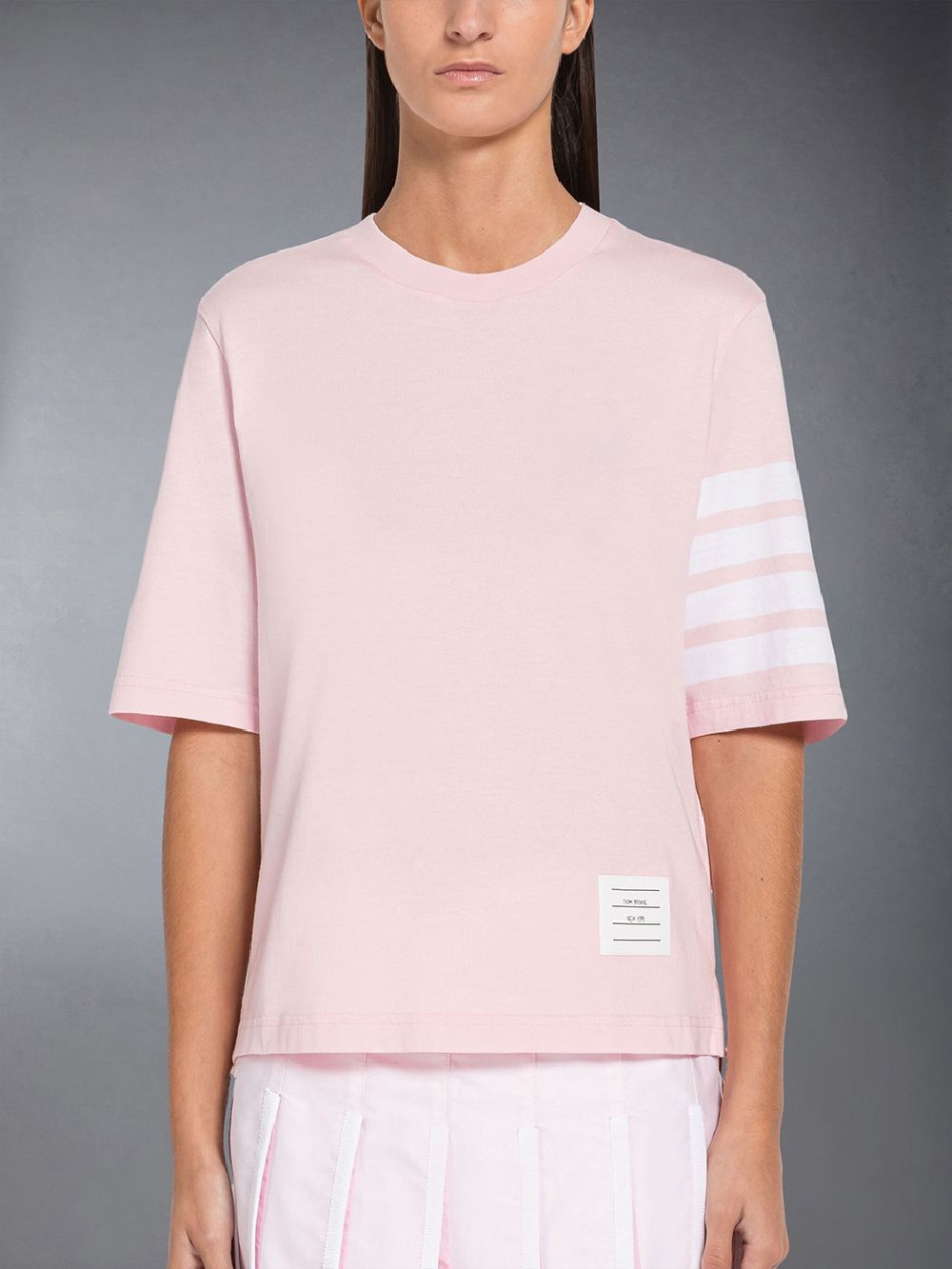 Thom Browne Jersey 4-Bar Short Sleeve T-shirts Damen Rosa | LZE99R95091