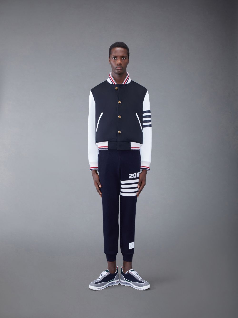Thom Browne KNIT RIB 2003 4-BAR BLOUSON Jacken Herren Blau | YWT80D80406