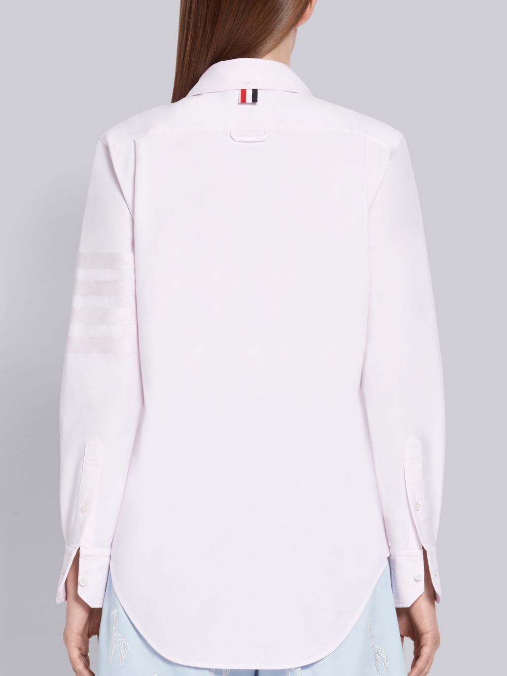 Thom Browne Light Pink Supima Cotton Oxford Satin Weave 4-Bar Long Sleeve Round Collar Hemd Damen Rosa | BNB95Y79979