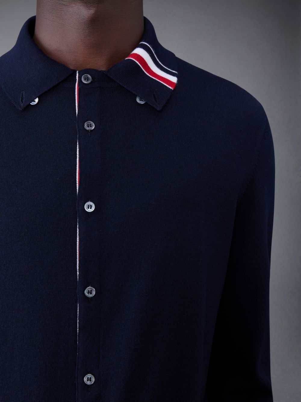 Thom Browne MERINO JERSEY STRIPE INTARSIA Hemd Herren Blau | FDD71N43349