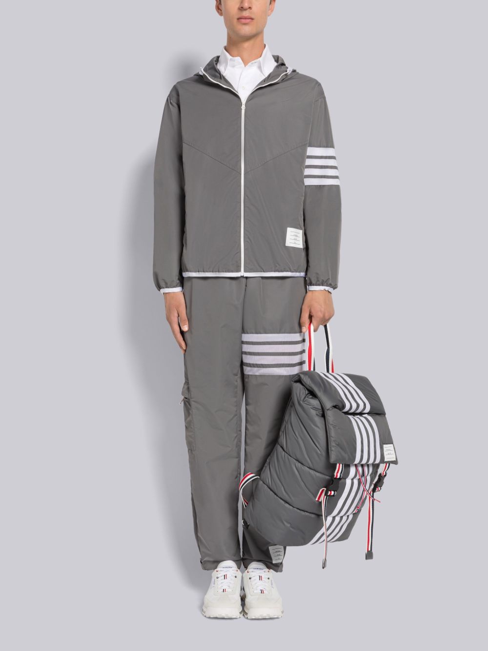 Thom Browne MILITARY RIPSTOP MESH 4-BAR PACKABLE Hose Herren Grau | JDL86P61937