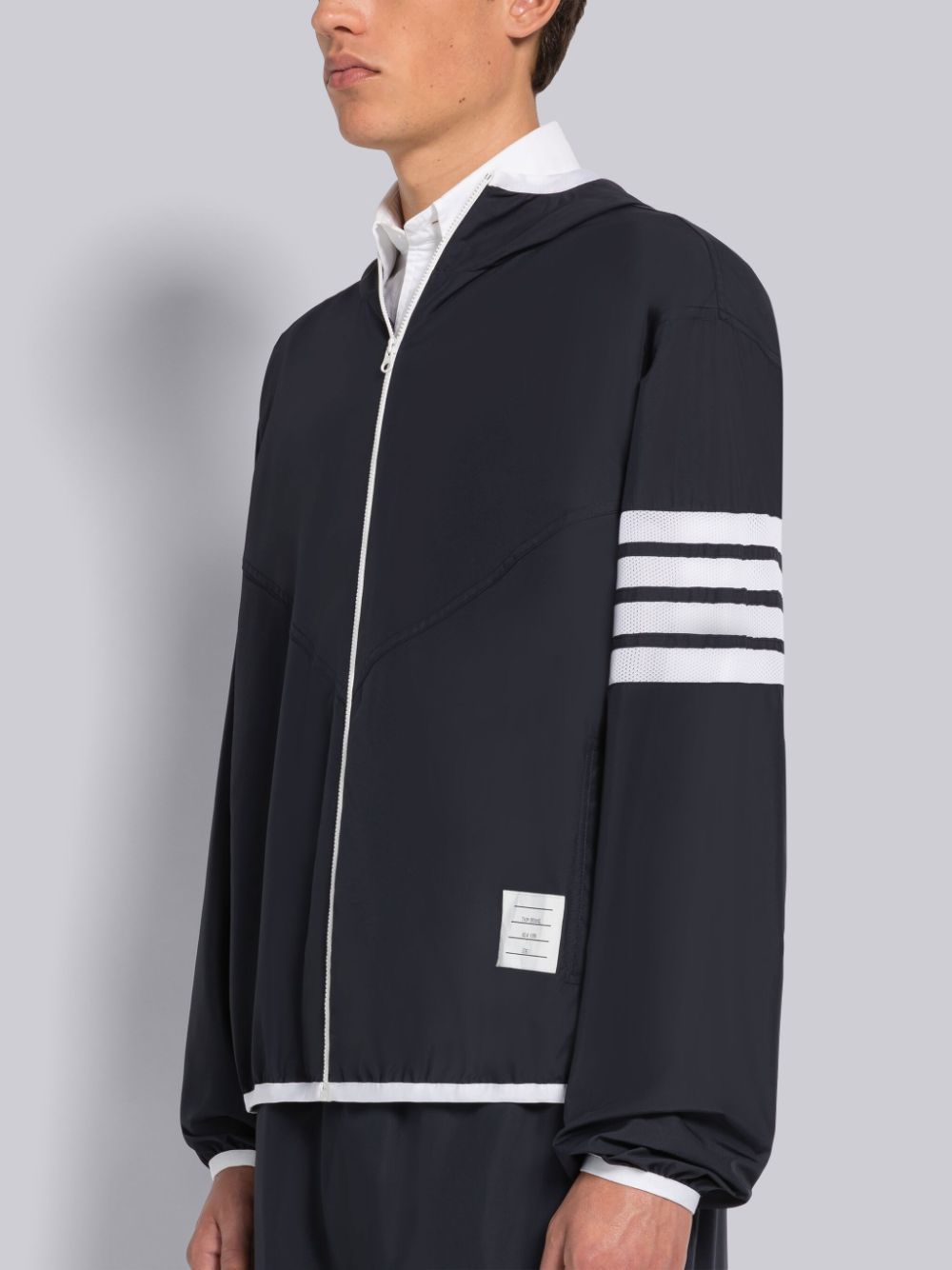 Thom Browne MILITARY RIPSTOP MESH 4-BAR PACKABLE ZIP Hoodie Herren Blau | FES56D73812
