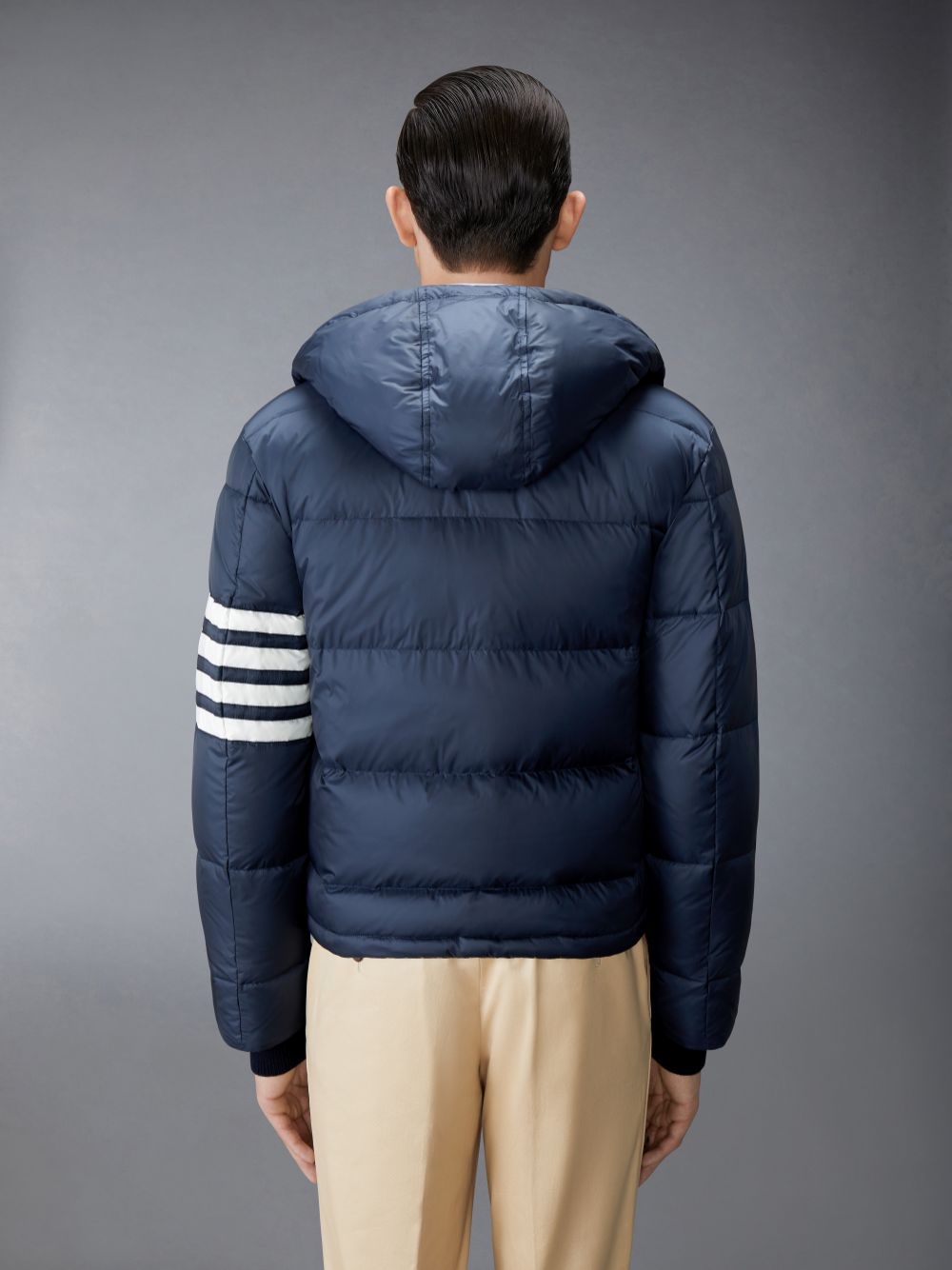 Thom Browne Matte Nylon 4-Bar Down Bomber Jacken Herren Navy | UQW38M34905