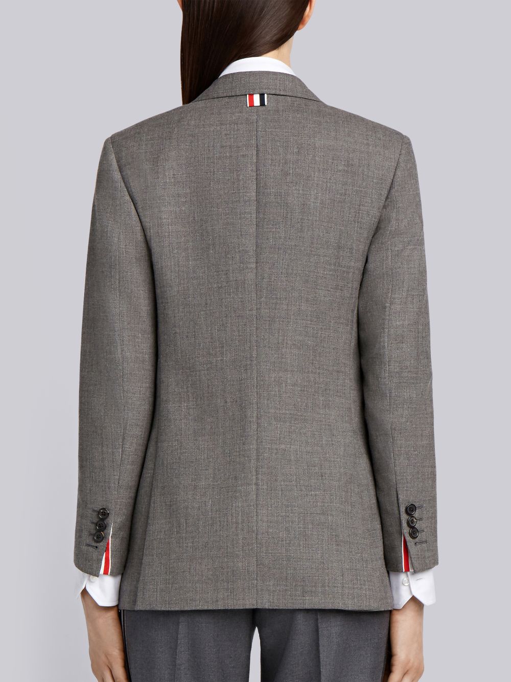Thom Browne Medium 2-Ply Fresco Wool Wide Lapel Sport Mäntel Damen Grau | YHR79S01899