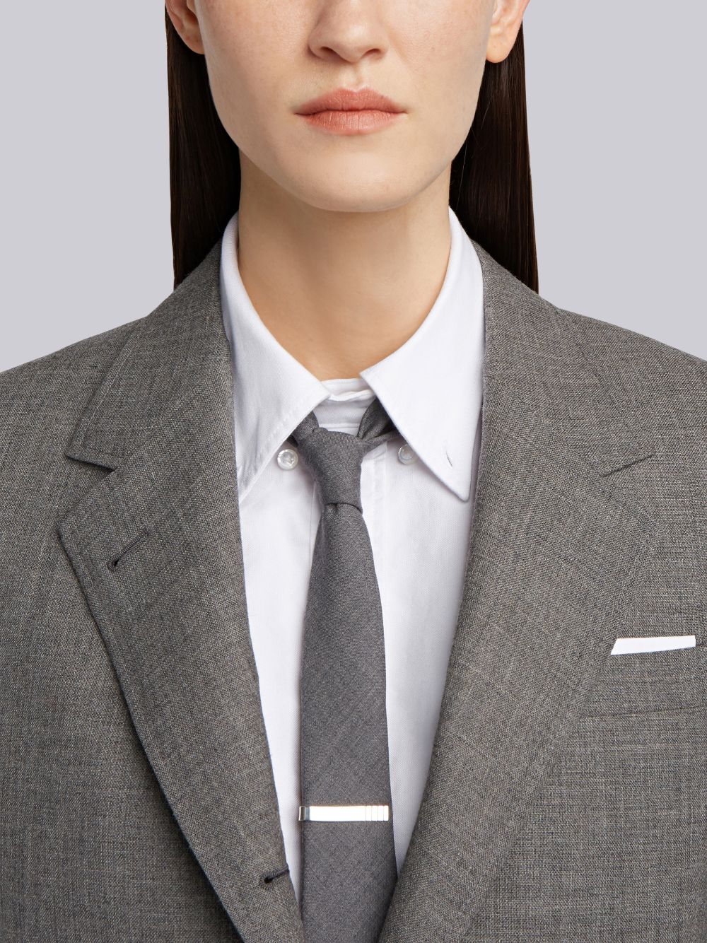 Thom Browne Medium 2-Ply Fresco Wool Wide Lapel Sport Mäntel Damen Grau | YHR79S01899