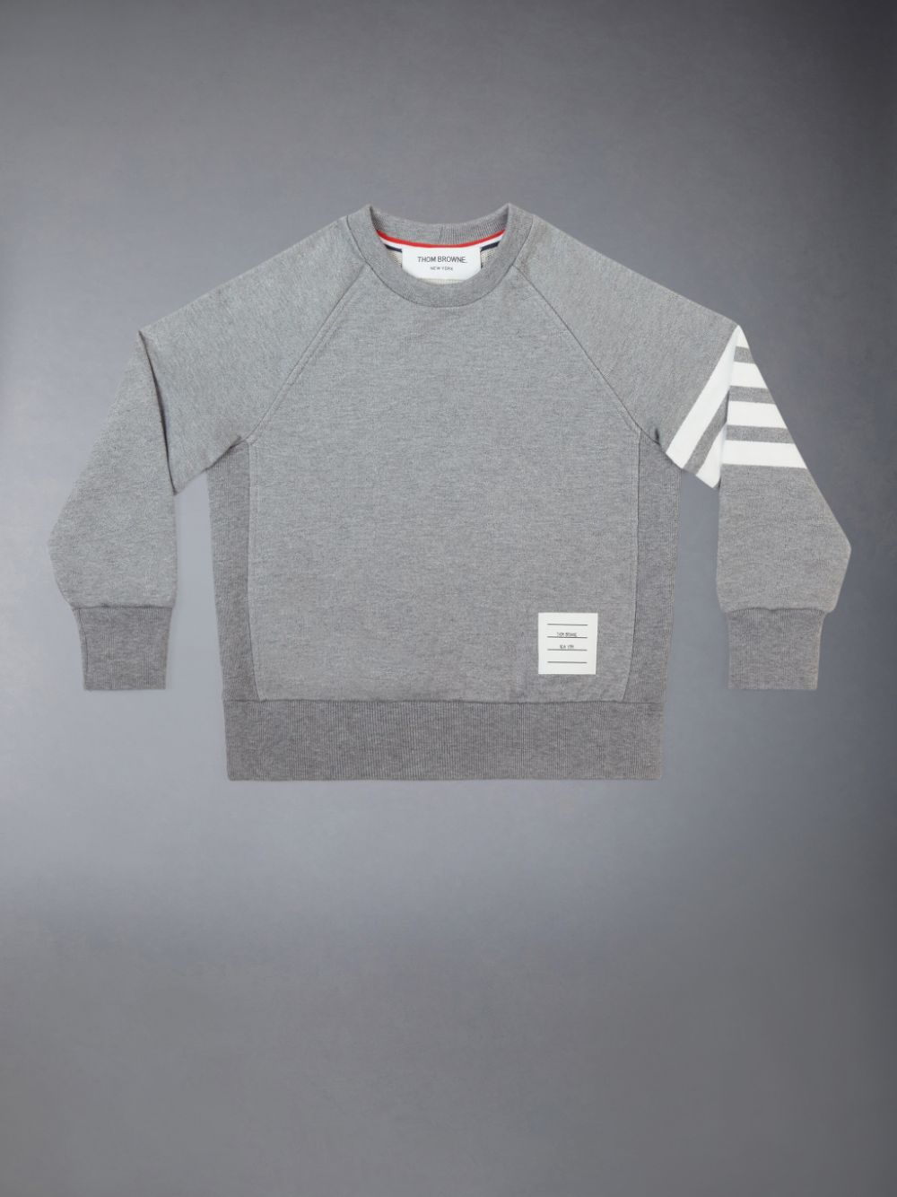Thom Browne Medium Classic Cotton Loopback Jersey Raglan Sleeve Engineered 4-Bar Sweatshirts Jungen Grau | ZGZ79G51819