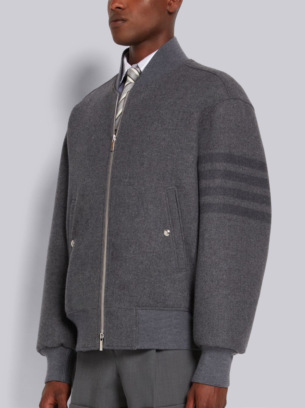 Thom Browne Medium Double Face Melton 4-Bar Oversized Blouson Jacken Herren Grau | STY38P71621