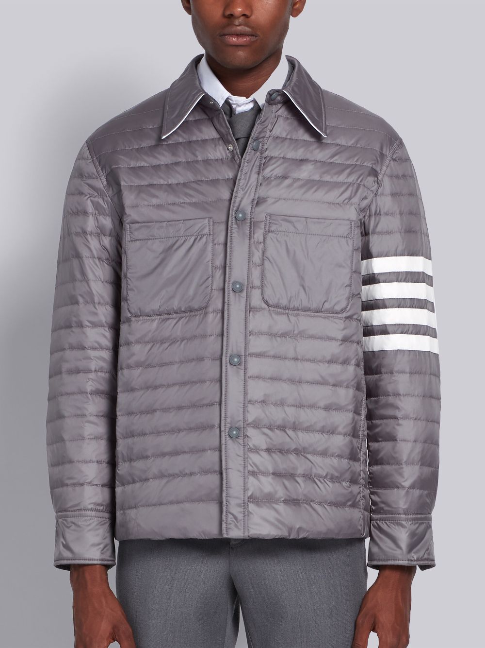 Thom Browne Medium Down Fill 4-Bar Shirt Jacken Herren Grau | RQI31O34774