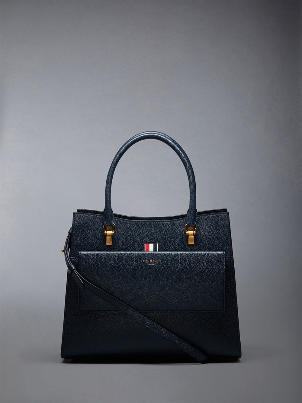 Thom Browne Medium Duet in Pebble Grain Leather Tragetaschen Herren Blau | JHC68L92949