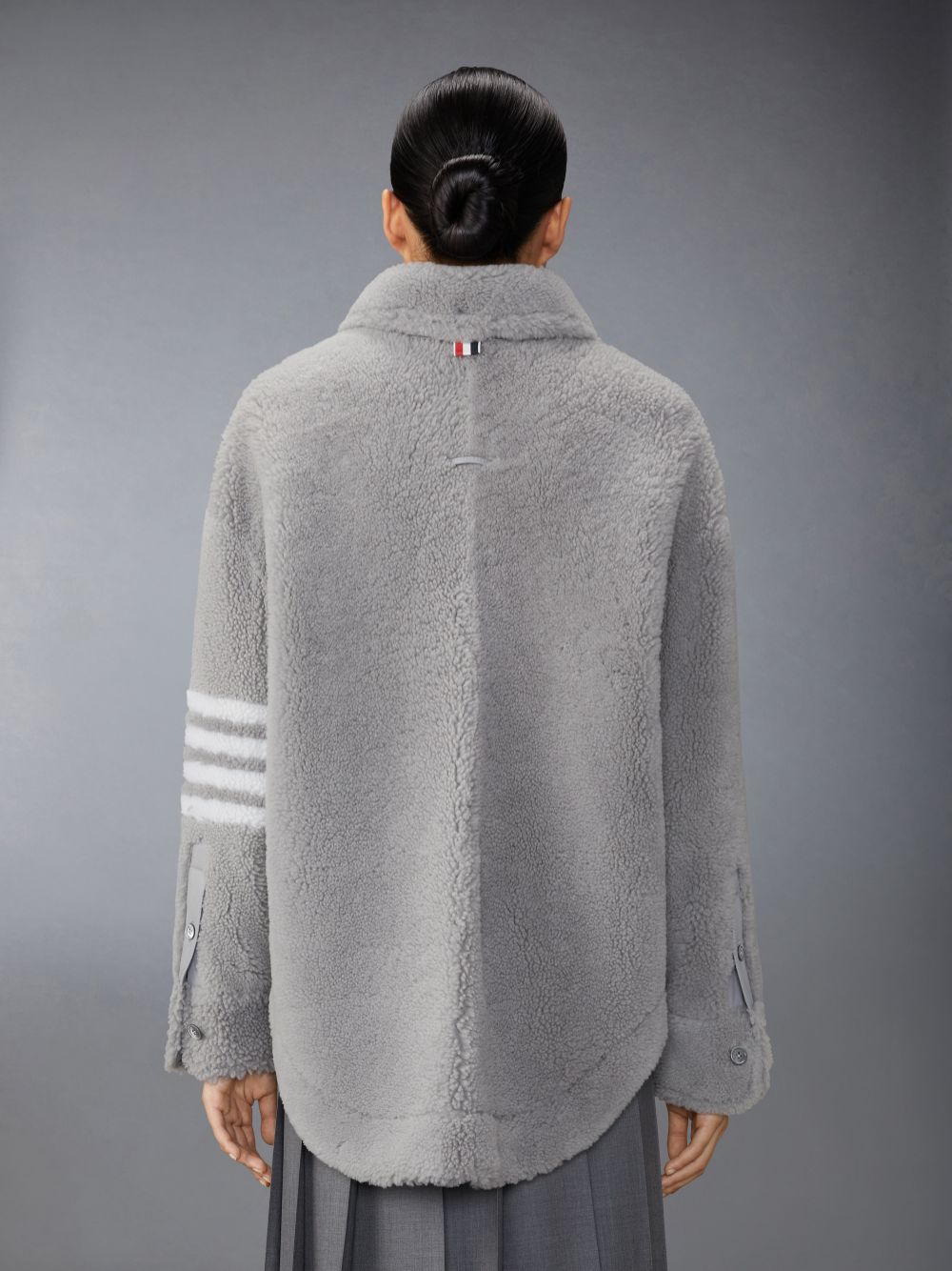 Thom Browne Medium Dyed Shearling 4-Bar Supersized Shirt Jacken Damen Grau | UGV50Z98595