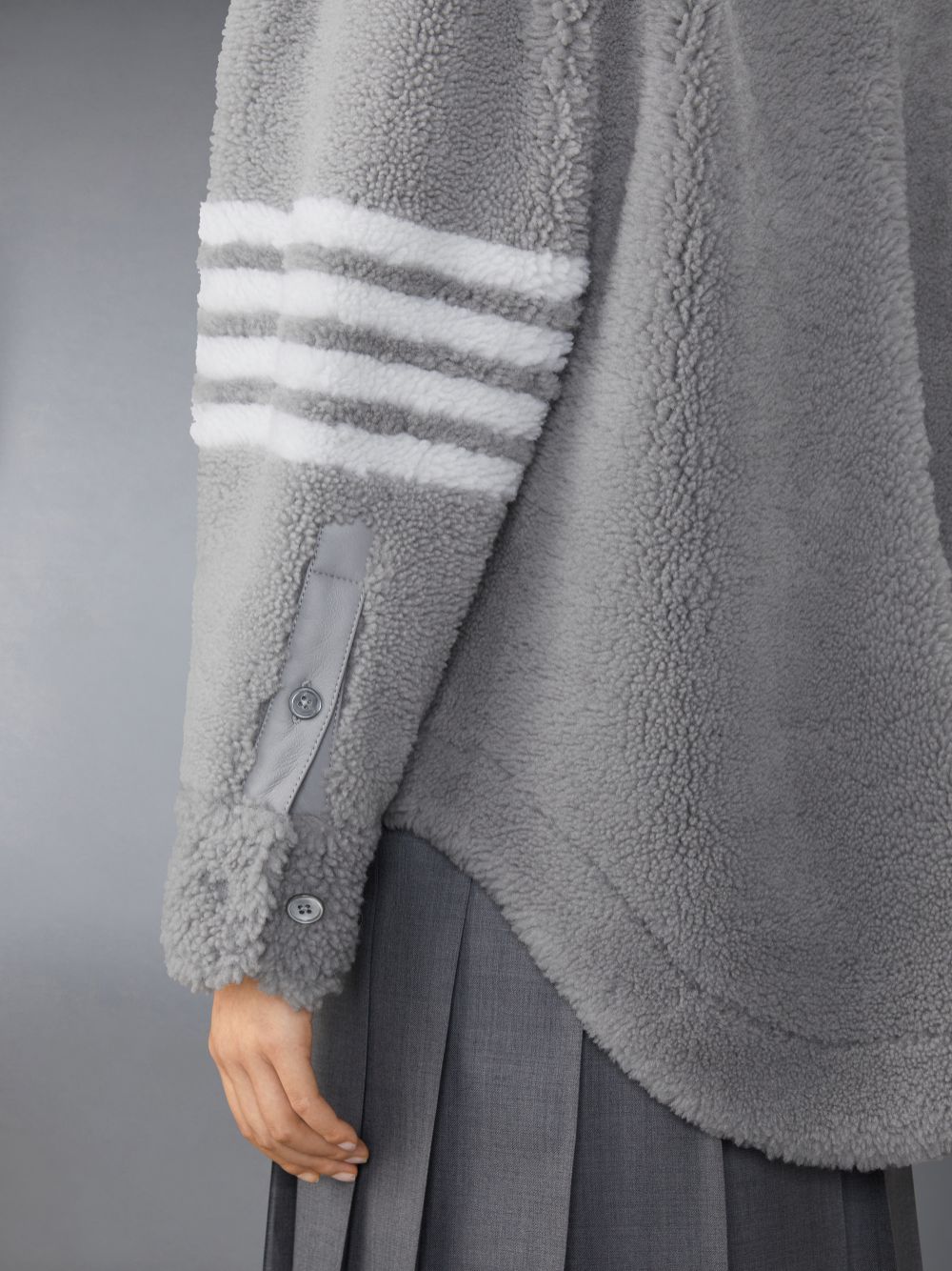 Thom Browne Medium Dyed Shearling 4-Bar Supersized Shirt Jacken Damen Grau | UGV50Z98595