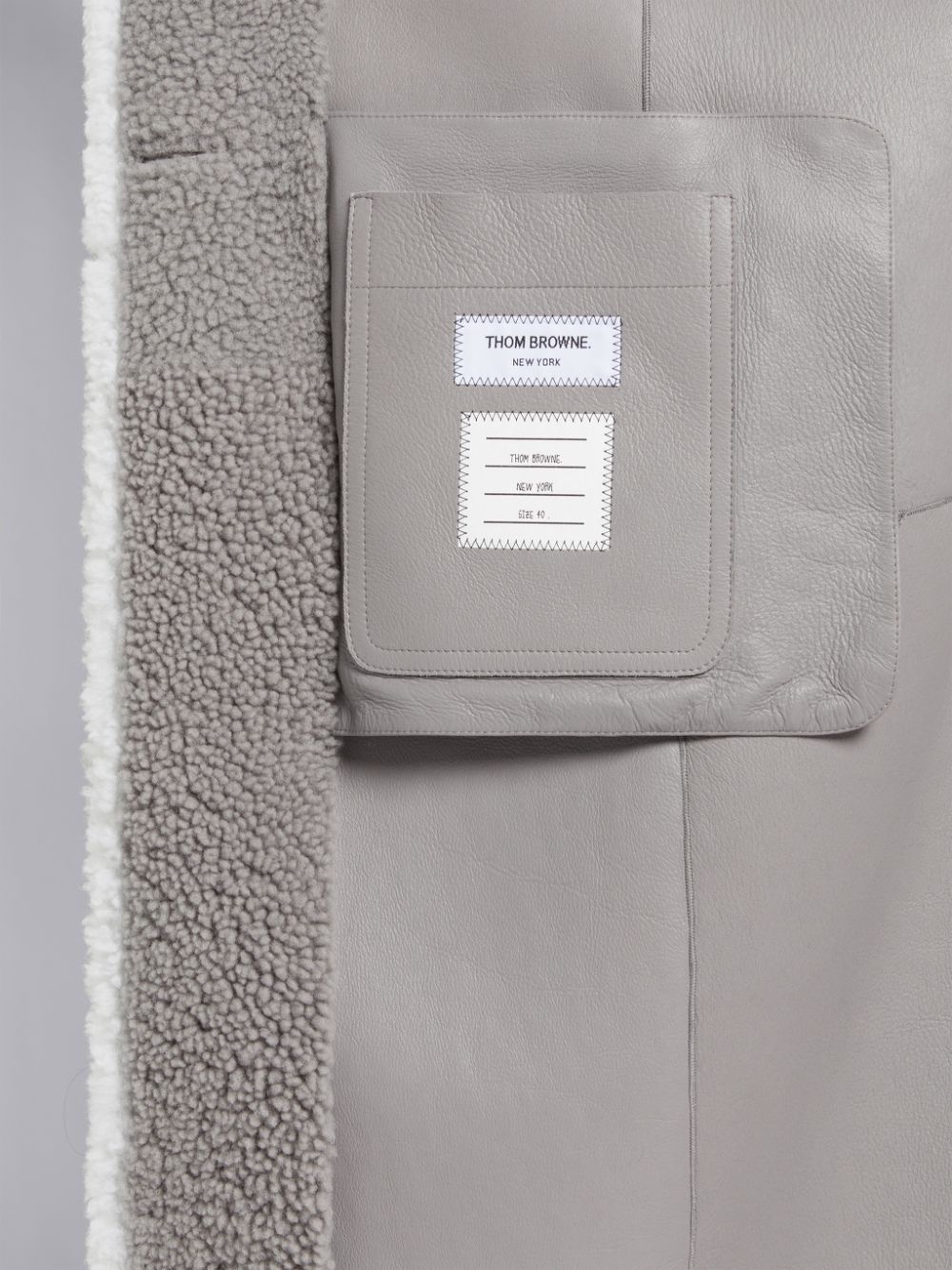 Thom Browne Medium Dyed Shearling Contrast Framing Wide Lapel Mäntel Damen Grau | OXN63K24281