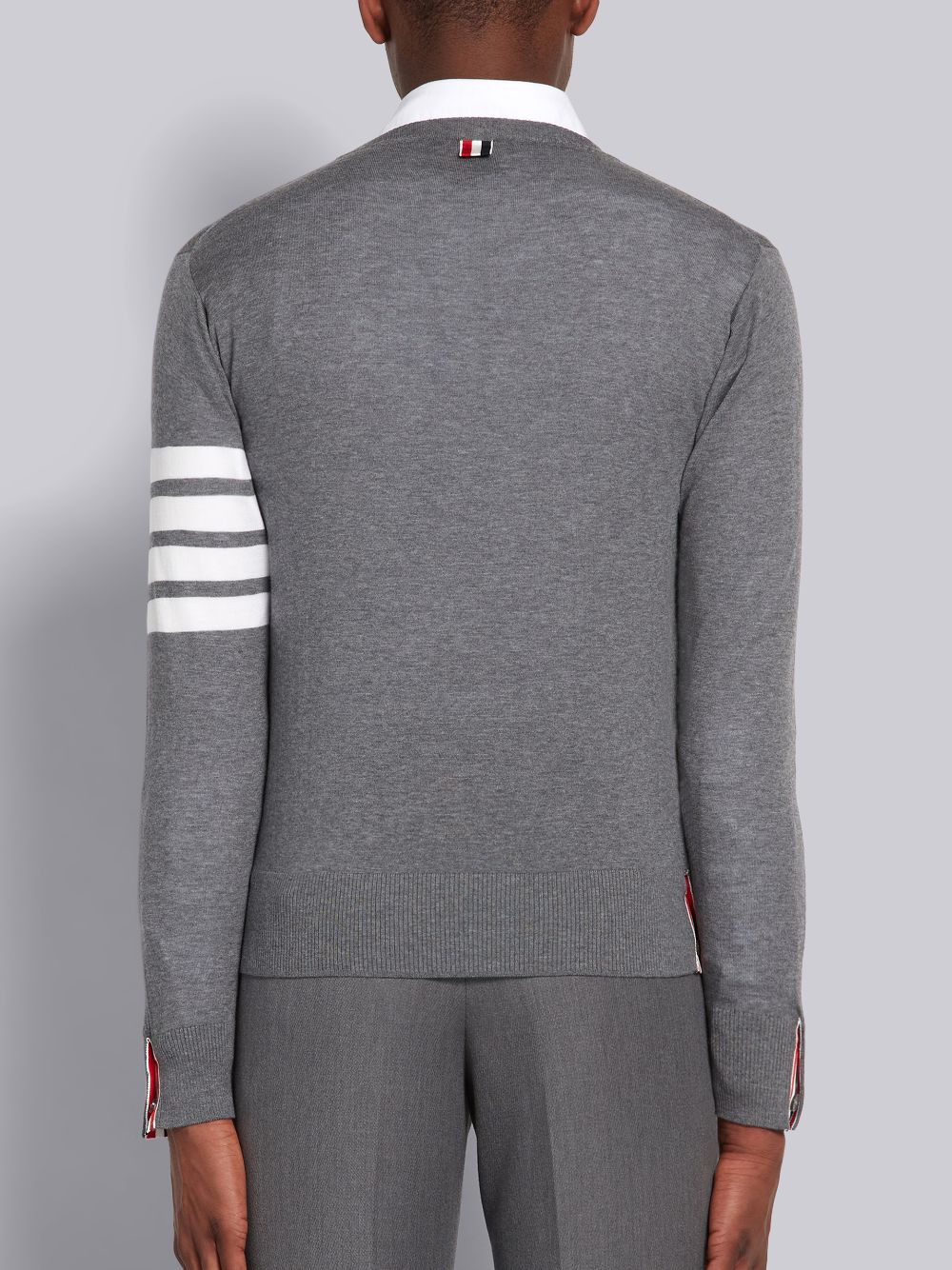 Thom Browne Medium Fine Merino Wool 4-Bar Crew Neck Pullover Herren Grau | RUY83H99079
