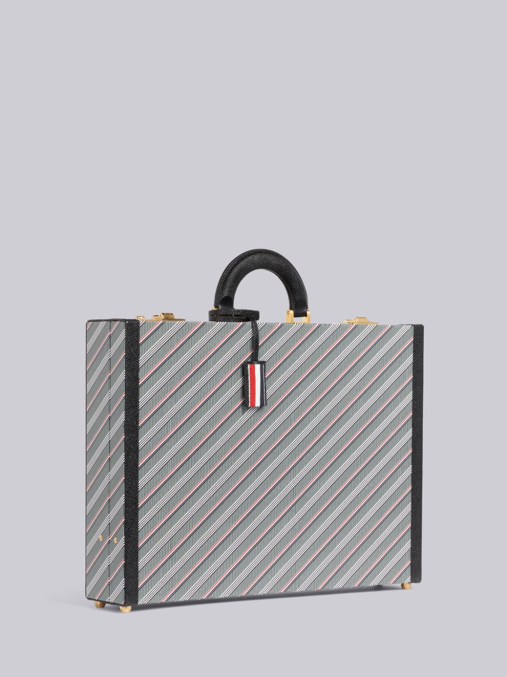 Thom Browne Medium Monogram Coated Canvas Leather Frame Attache Case Tragetaschen Herren Grau | NBI70G54791