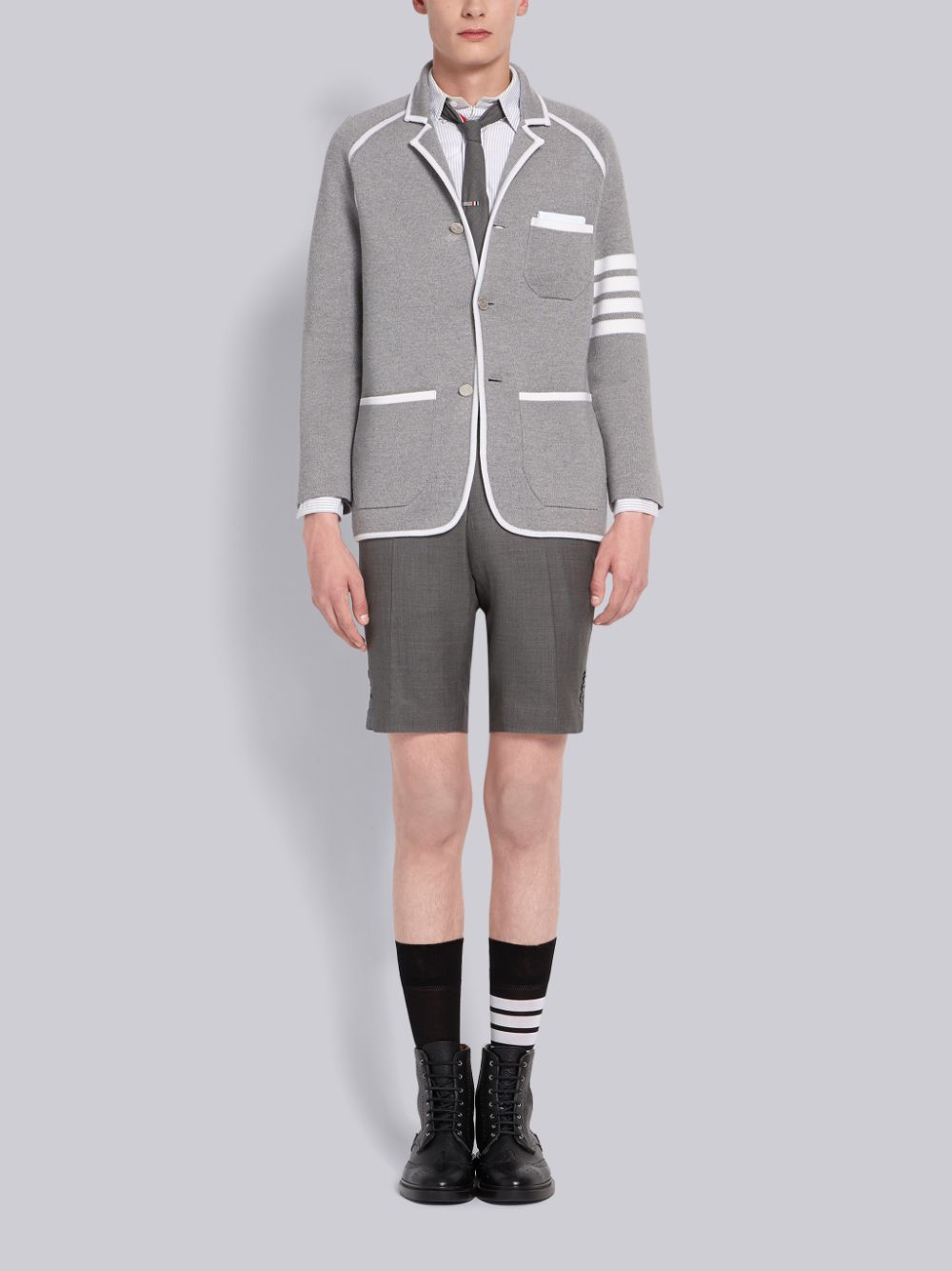 Thom Browne Medium Oxford Cotton University Stripe Grosgrain Armband Hemd Herren Weiß | PWT46J42334
